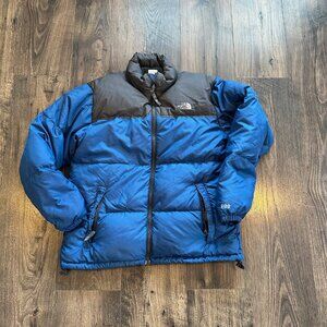 The North Face 600 Youth Goose Down Puffer Coat, Blue & Dark Gray, Size: XLet